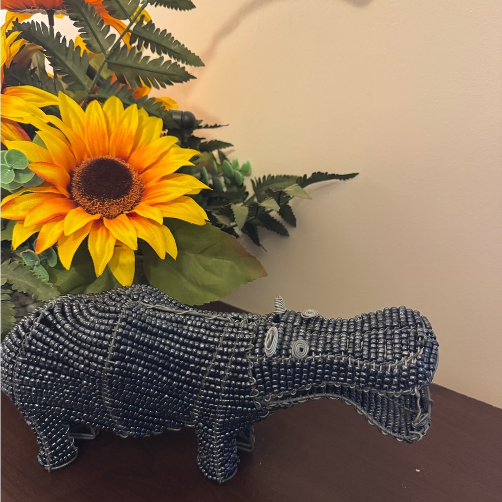 Beaded Hippo Figurine